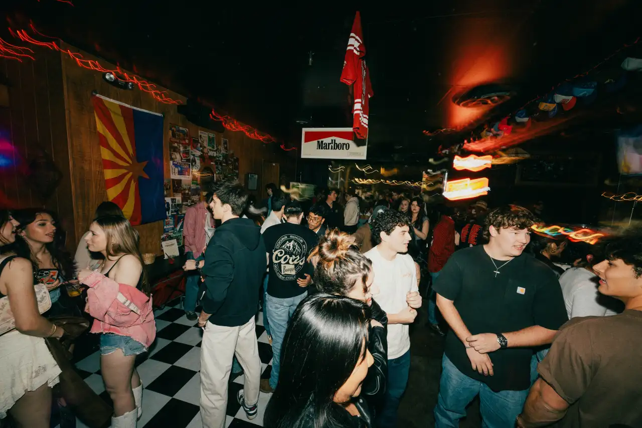 A packed night inside Neon Spur on Mill Avenue